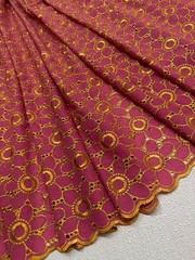 Rose Pink Gold Voile Lace| Gold Floral Lace Embroidery| Sold by 5 Yards.