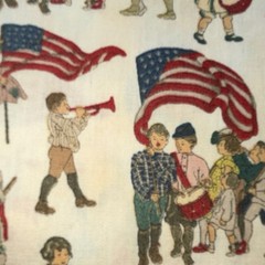 Indygo Junction Cotton Fabric Americana American Flag Print Cream Red Blue 17×22