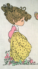 FABRIC Precious Moments “Princess” 15″ x 17″ Vintage 1993 on White $3.00