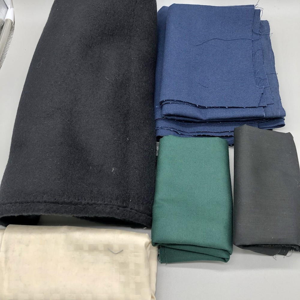MIXED FABRIC LOT Black Fleece/Blue Canvas/Black Cotton/Green Cotton/Cream Cotton