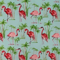 Berkshire Home Flamingo Indoor/Outdoor Aqua, Green, Pink Fabric 54″ BY THE YARD