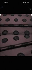 Mongolian Ethnic Brocade Fabric 4.47 Yards x 29” Black Flocked Pattern USA