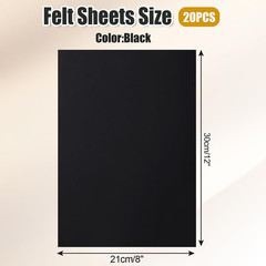 20 Pcs 8 X 12 Inch Felt Fabric Sheets, Black Square Felt Sheets | 21 X 30Cm Wide