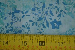By 1/2 Yd, Turquoise & Blue Floral Batik, Indonesia, Hoffman, Hand Painted, B522