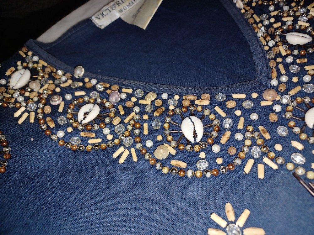 Fabric Remnant with Beads & Shells