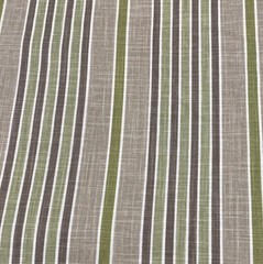 2010 Microfibres Linen Blend Green Brown Cream Stripe Upholstery Fabric BTY #13