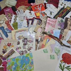 Junk Journal Lot 1 Lb Ephemera Trim Lace Fabric Craft Collage Paper Book Cover