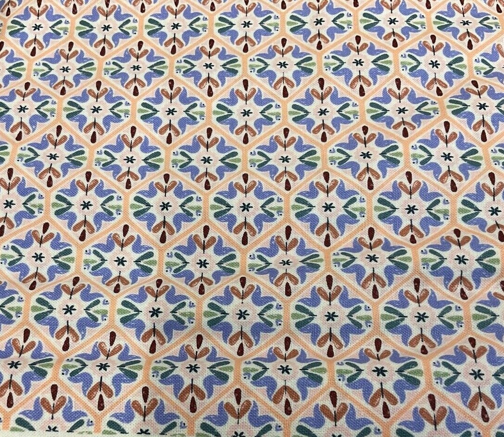 CAMELOT FABRICS-TURTLE COVE #21190604-02 – MOSAIC TILING – CORAL– BY THE YARD