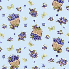 Berrylicious Tossed Baskets and Berries Cotton Fabric