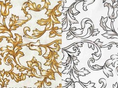 Fabric by the meter and tablecloths | Ramage pattern 3 variants grey red gold | 100% cotton