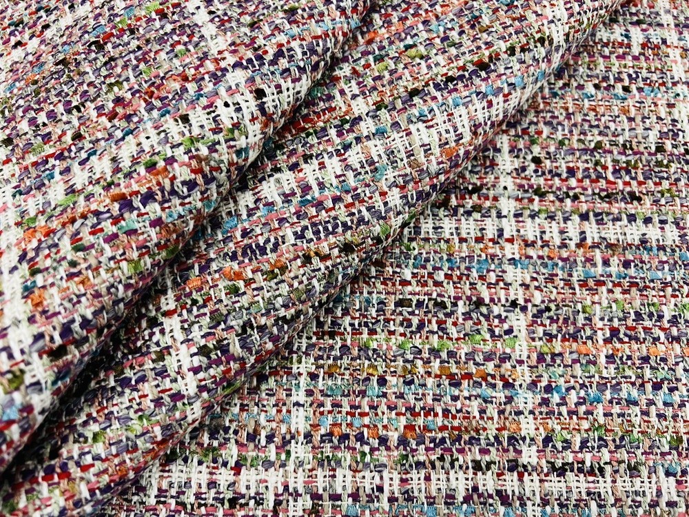 Clarke & Clarke Mingled Tweed Check Uphol Fabric- Sezane Berry 1.25 yds F1391/02