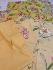 Lot of 4 yellow color design fabrics floral solid quality vintage new