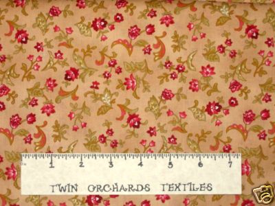 Kings Road Fabric Belle Floral Tan Vine 1/2 Yd