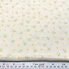 Vintage Semi Sheer Flocked Florals Yellow Hearts Cotton Blend Fabric 3 yards
