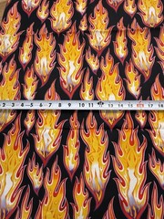 Alexander Henry Fabric Fire Girls 2003 Black 1 Yard Pinup Girls Flames