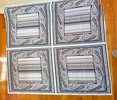 Vintage Large Scale Scarf Panel FABRIC – Brown/white -2 panels (approx 49 in ea)