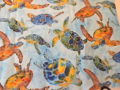 Cotton Sea Turtles Tropical Fish Ocean Life Fabric Print 2 pieces Each 10 x 44