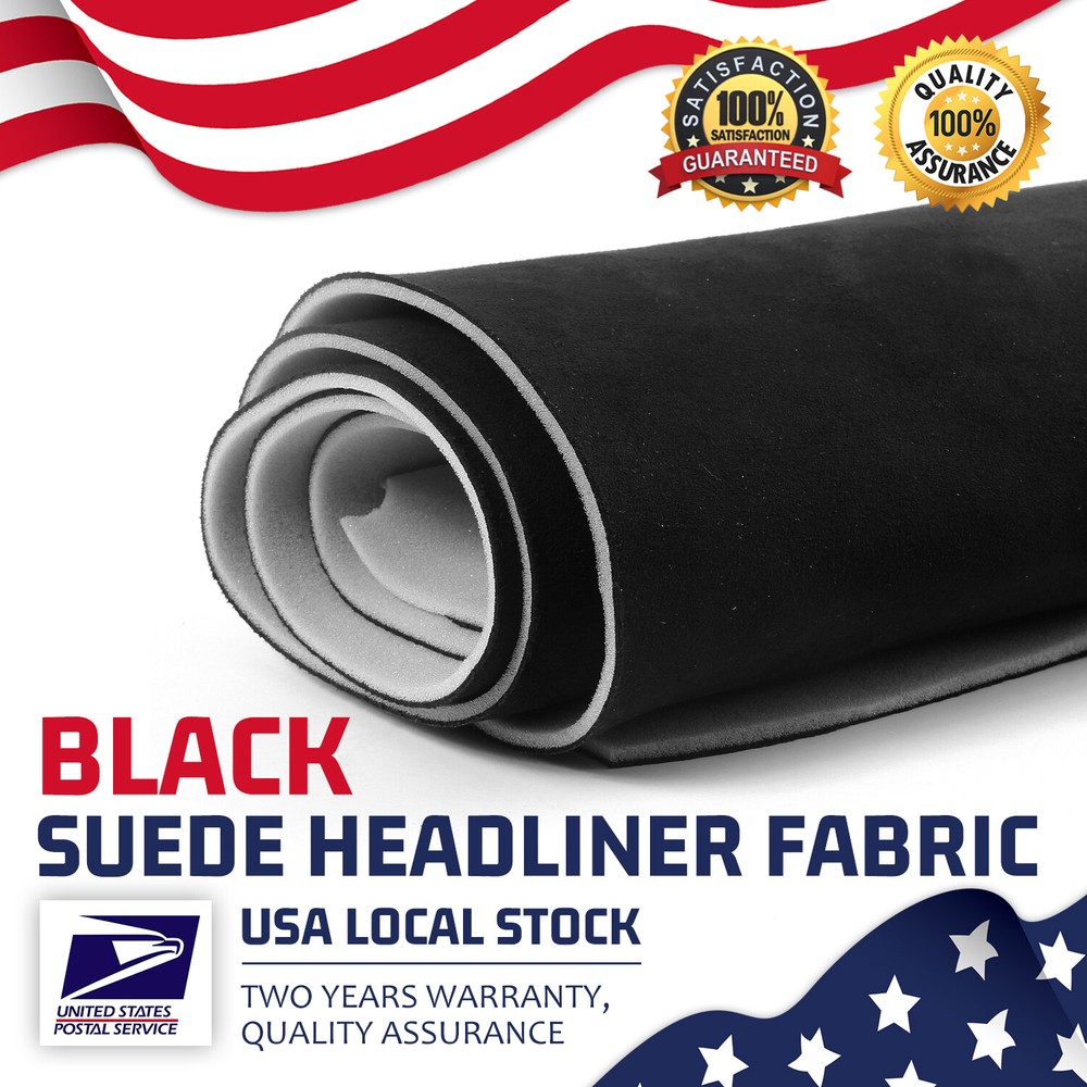 Black Suede Headliner Fabric Material 98″x60″ Car Interior Roof Liner Upholstery