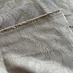 VTG Damask Floral Scroll Decorative Upholstery Fabric Textured Beige Gold 2 Yd