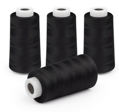 StiVerse Serger Thread 4 Cones 3000 Yards Each Spool All 3000 yards, Black