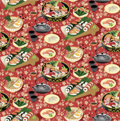 Blank Quilting Soho Sushi Bento Boxes w/ Tea Fabric By The Yard