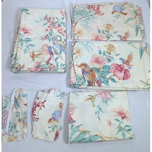 Vtg 90s Jean B 5th Avenue Floral Bird Fabric Lot SCRAP Remnant inches to yards