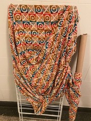 Silk Multicolor Geometric Pattern Brown Red Blue Beige Square Design
