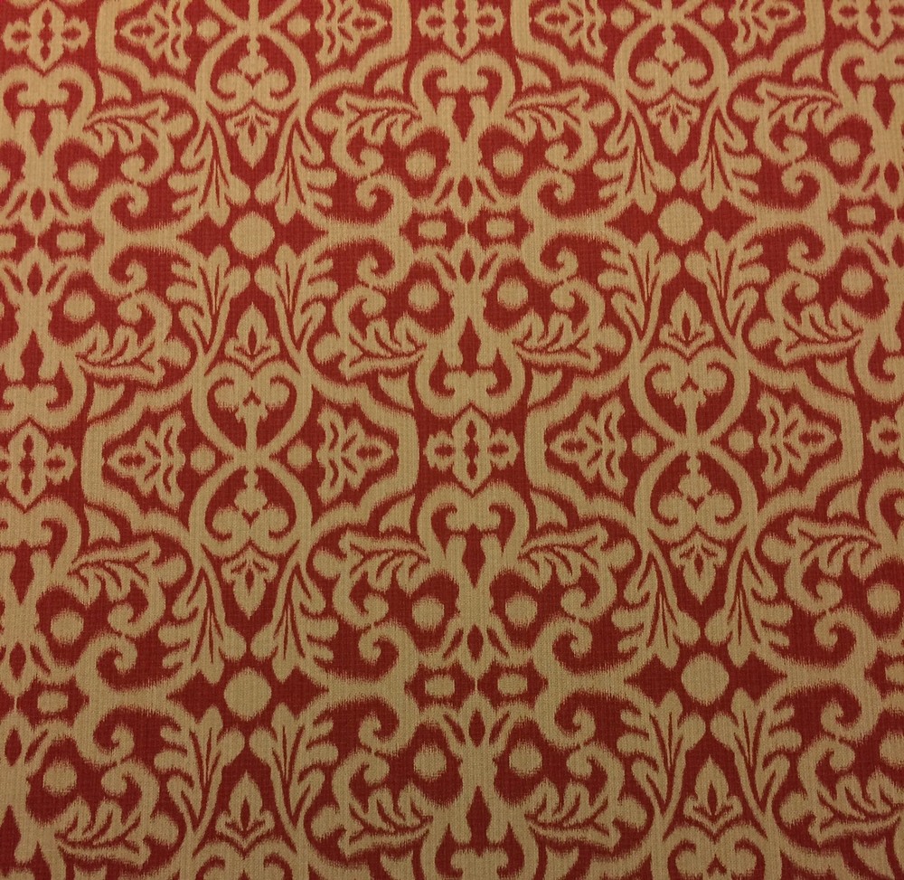WAVERLY SOUK’S ENTRY CARDAMOM RED FLORAL IKAT UPHOLSTERY FABRIC BY YARD 54″W