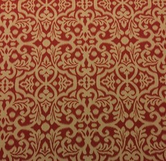 WAVERLY SOUK’S ENTRY CARDAMOM RED FLORAL IKAT UPHOLSTERY FABRIC BY YARD 54″W