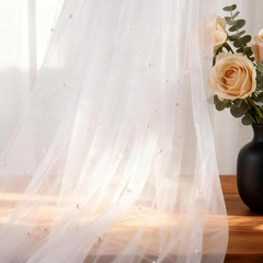 2 Yards White Pearl Tulle Fabric, 60 Inch Wide | Wrinkle Free, Pearl Mesh Fabric