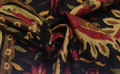RICHLOM PRANZO RAVEN BLACK FLORAL LEAF MULTIPURPOSE LINEN FABRIC BY YARD 54″W