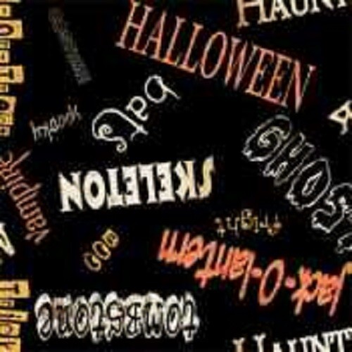 Wilmington Spooky Spectacular by GP Creations 23671 918W Black Words Cotton Fab