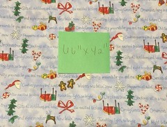 Cotton Holiday Fabric Approx 66” X 42”-New-Reindeer, Santa, Cookies,Blue, Red