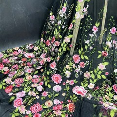 130x45cm 3D Embroidery Rose Flower Mesh Fabric for DIY Wedding Dress Veil Sewing