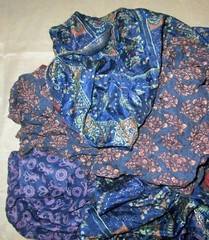 LOT ART SILK Antique Vintage Sari REMNANT Fabrics 100 GRAMS NAVY BLUE CRAFT DOLL
