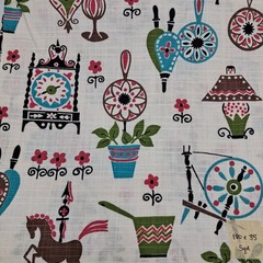 180×35 Cotton Vintage Mid Century Fabric Unbranded Sewing Notions Antique Motifs