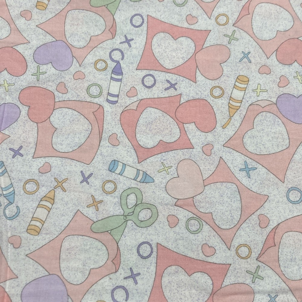 Vintage Precious Moments Fabric 3 Ydx44” Uncut Pastel Heart Crayon Spectrix 2001