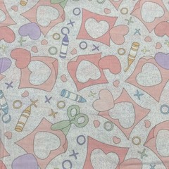 Vintage Precious Moments Fabric 3 Ydx44” Uncut Pastel Heart Crayon Spectrix 2001