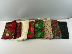 Christmas Poinsettia Cardinals Holly Fabric Lot Destash Assorted Sizes 4+ lbs