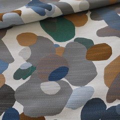 Vtg MCM Designtex Upholstery Fabric “Wonder” Meditate Organic Blue, Gray 5 yds