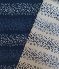 White Blue Floral Fabric TIMELESS Stripes Quilters Cotton 3 Continuous Yards