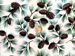 Jo-Ann Fabric Cotton Christmas Fabric With Pinecones Half-Yard 20” X WOF