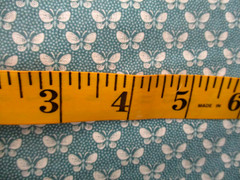 8 YDS AQUA & CREAM BUTTERFLIES 100% COTTON OOP