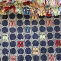 MCM Designtex Upholstery Fabric “Dot to Dot” Licorice Black, Red 3.6 yds