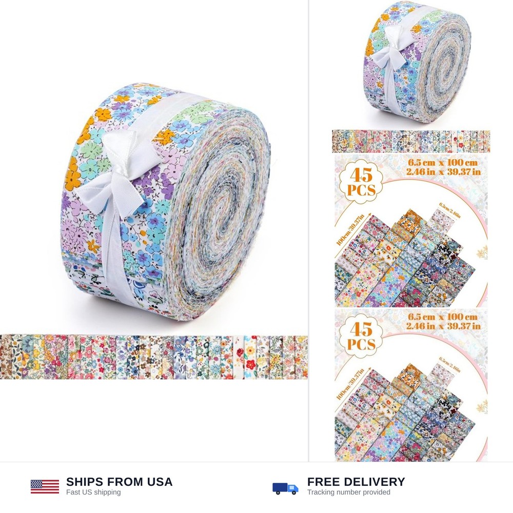 45PCS Fabric Jelly Rolls, Jelly Roll Fabric Strips for Quilting, Patchwork Cr…
