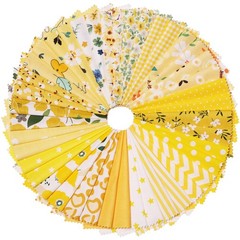 42 PCS 5×5 Inch PreCut Cotton Fabric Charm Square Quilting Sewing Yellow