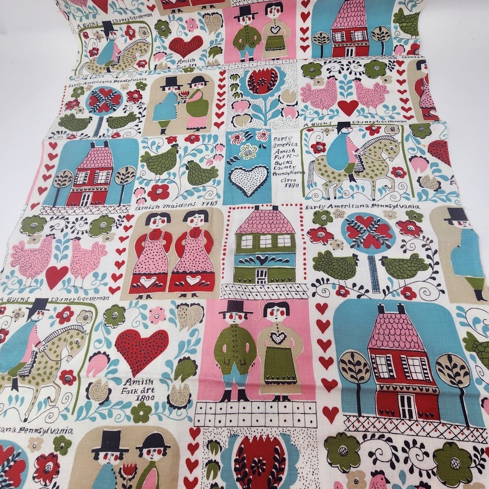 Sewing Fabric Amish Folk Theme Patchwork Early Americana Motifs Cotton 1 yd