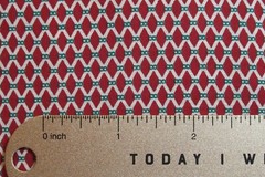 Fabric 100% Cotton YARDAGE Dark Red Diamonds with Cream Green Circles at points