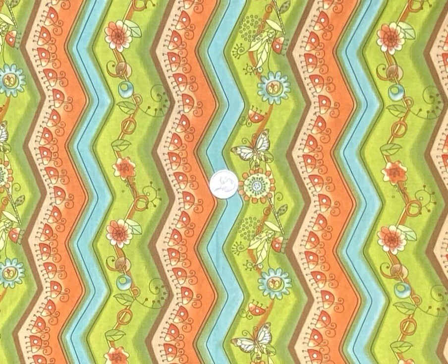 Tree Huggers Chevron Nature Outdoor Print Fabric by Studio E, BTHY, Outdoor