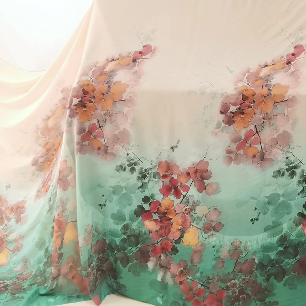 58” Wide By Yard Floral Painting Chiffon Gauze Dancing Dress Fabric Chiffon 50D